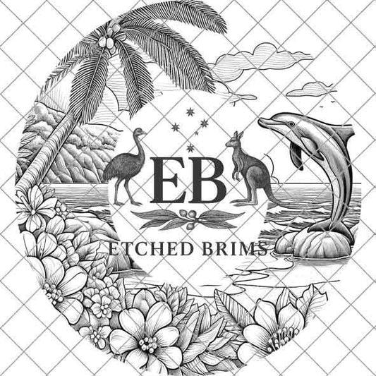 Dolphin 3 Laser Hat Burning Design, Digital Download PNG, Hat Burning Template, Hat Laser Engraving Design, Wide Brim Hat Laser File EB119