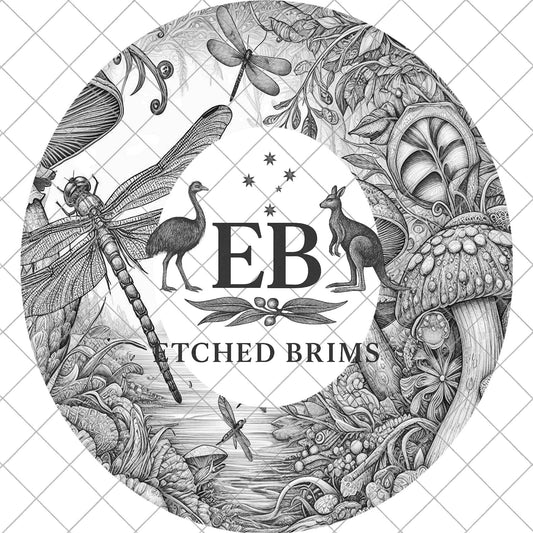 Mushrooms & Dragonfly, Laser Hat Burning Design, Digital Download PNG, Hat Burning Template, Hat Laser Engraving Design, Hat File EB876