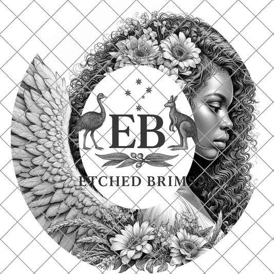 Angel Woman Wings, Hat Burning Design, Wide Brim Hat Template, Burned Hat PNG, Pyrography, Hat Design Pattern, EB815