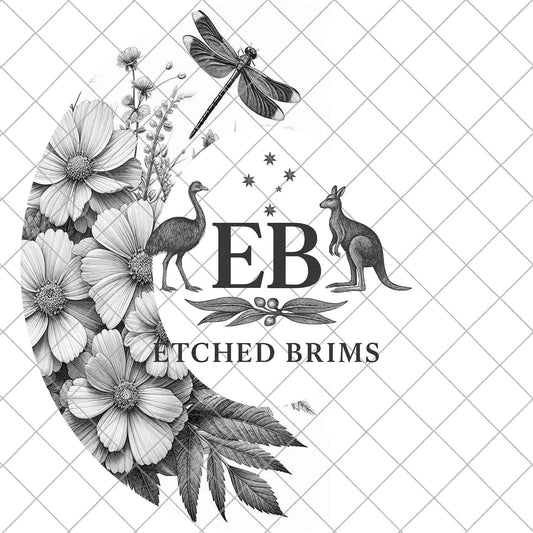 Dragonfly Flowers, Half Hat Burning Design, Hat Engraving Template, Laser Hat Design, Wide Brim Hat, Stencil for Hat Burning, PNG, EB886