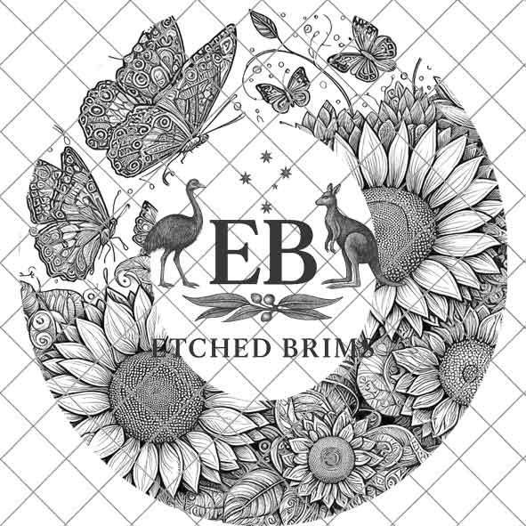 Sunflowers & Butterflies 4, Laser Hat Burning Design, Digital Download PNG, Hat Burning Template, Hat Laser Engraving Design, Hat File EB94