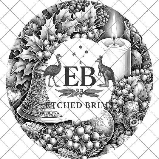 Christmas Holly & Berries, Hat Burning Design, Festive Digital Download PNG, Hat Burning Template, Wide Brim Hat Design, Hat Stencil, EB670