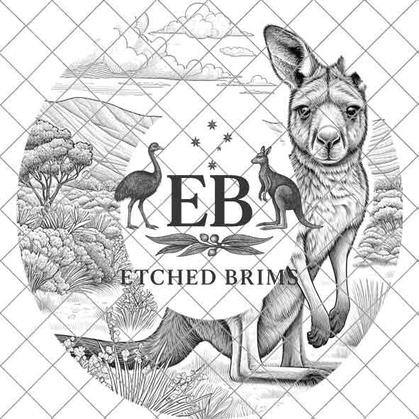 Kangaroo Laser Hat Burning Design, Digital Download PNG, Hat Burning Template, Hat Laser Engraving Design, Wide Brim Hat Laser File, EB27
