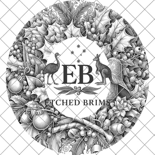 Christmas Holly & Berries, Hat Burning Design, Festive Digital Download PNG, Hat Burning Template, Wide Brim Hat Design, Hat Stencil, EB667