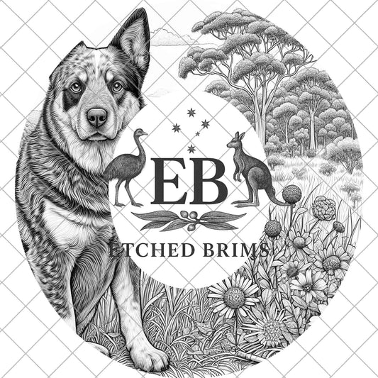 Blue Heeler Dog, Hat Engraving Design, PNG for Laser Engraving, Cattle Dog File, Western Hat Design, EB1043