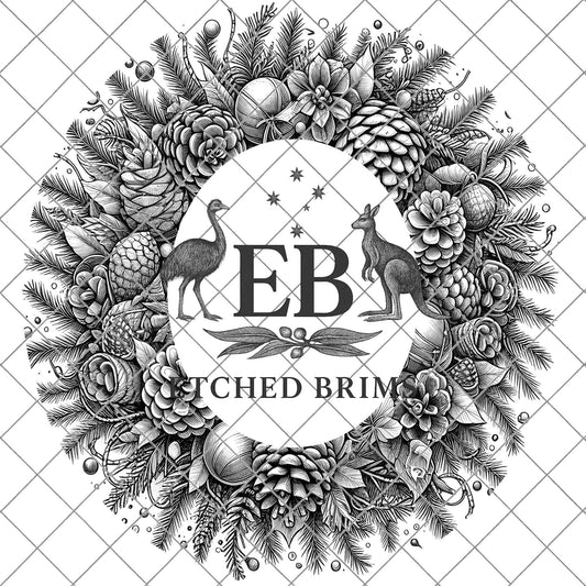 Christmas Wreath & Pinecones, Hat Burning Design, Festive Digital Download, Hat Burning Template, Wide Brim Hat Design, Hat Stencil, EB675