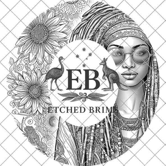 Hippy Woman 17, Boho,Hippie, Laser Hat Burning Design, Digital Download PNG Hat Burning Template, Hat Laser Engraving Design, Hat File EB166
