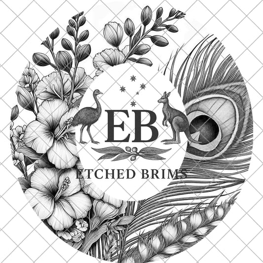 Larkspur Peacock Feather Hat Burning Design, Laser Engraving PNG, Cowboy Hat File, EB1033