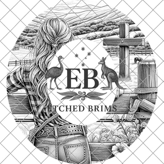 Cowgirl Cross Hat Burning Design, Laser Engraving Template for Wide Brim Fedora Hats, EB710