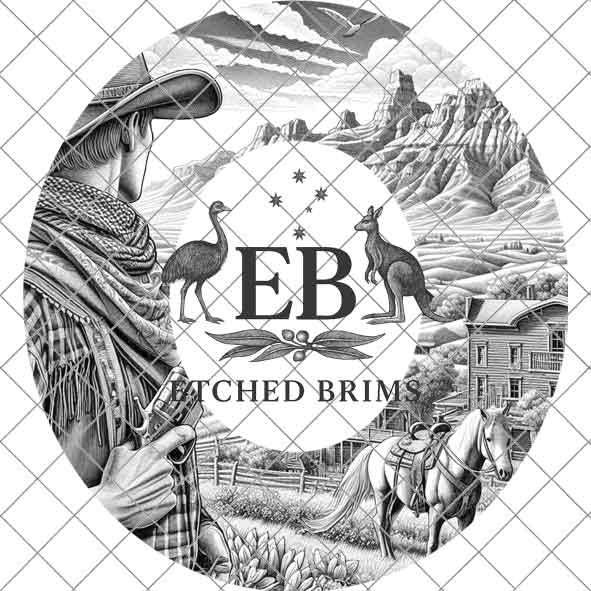 Cowboy & Horse 8 Hat Engraving, Western Brim PNG Template, Digital Laser Design Wide Brim Faux Suede Hat, Boho,Laser Hat Burning File EB171