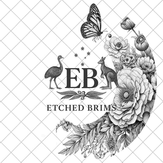 Flowers Butterfly Half Hat Burning Design, Engraving Template, Laser Hat Design, Wide Brim Hat, Stencil for Hat Burning SVG & PNG, EB1000