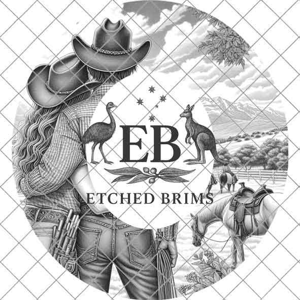 Cowgirl Cowboy 3, Laser Hat Burning Design, Digital Download PNG, Hat Burning Template, Hat Laser Engraving Design, Wide Brim Hat File EB213