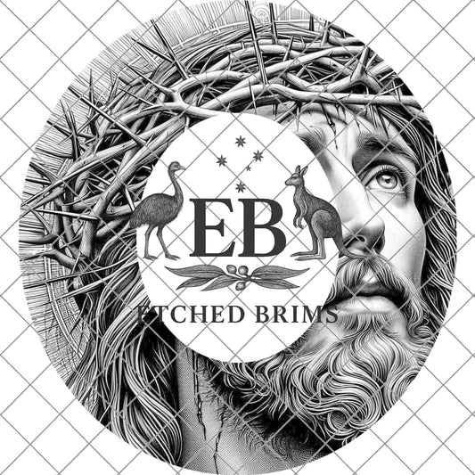 Jesus Crown of Thorns, Hat Burning Design, Christian Wide Brim Hat Design, Laser Engraving Brim Template PNG, EB689