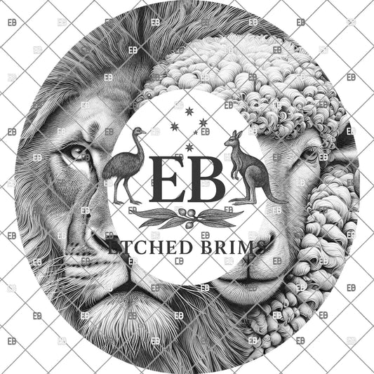 Lion & Sheep, Hat Engraving Design, Digital Download PNG, Hat Burning Template, Laser Burning Design Wide Brim Hat, EB1206