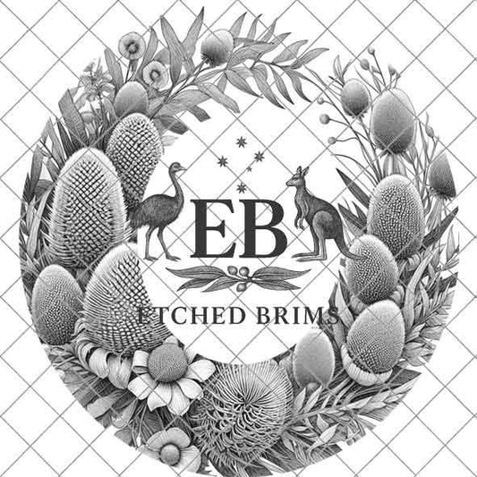 Hat Engraving Design, Australian Native Banksia Flowers 2, PNG for Laser Hat Burning, Western Brim Design, Flower Digital File, PDF, EB258