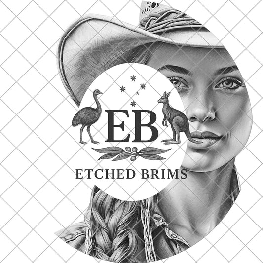 Cowgirl, Hat Burning Design, Wide Brim Hat Template, Pyrography Hat Design, Laser Hat Burning Design, EB844