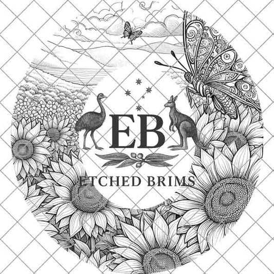 Sunflowers & Butterflies 5, Laser Hat Burning Design, Digital Download PNG, Hat Burning Template, Hat Laser Engraving Design, Hat File EB33