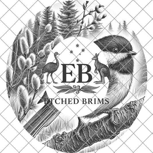 Chickadee Bird, Hat Burning Design for Wide Brim Hats. PNG for Laser Engraving and PDF Burning Stencil for Hand Burning, EB742