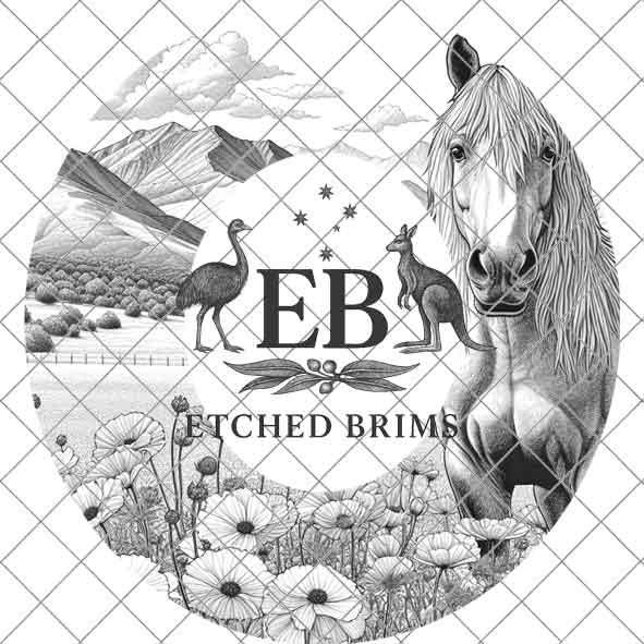 Horse & Wildflowers 11, Mountain Design, Laser Hat Burning Design, Digital Download PNG, Hat Burning Template, Wide Brim Hat File, EB368