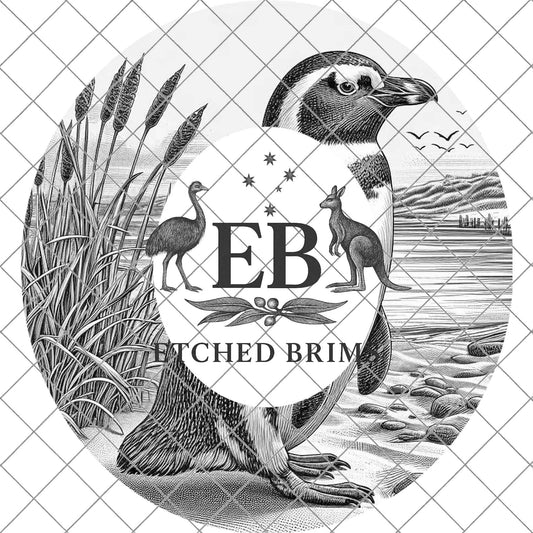 Penguin 8, Hat Burning Design for Wide Brim Hats. PNG for Laser Engraving and PDF Burning Stencil for Hand Burning, EB749