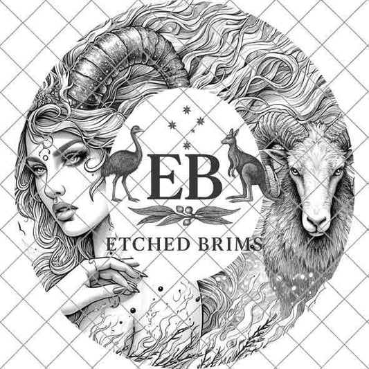 Aries Zodiac Hat Design PNG, Laser Engraving File, Western Boho Digital Download, Hat Engraving Design, Western Hat File, EB303