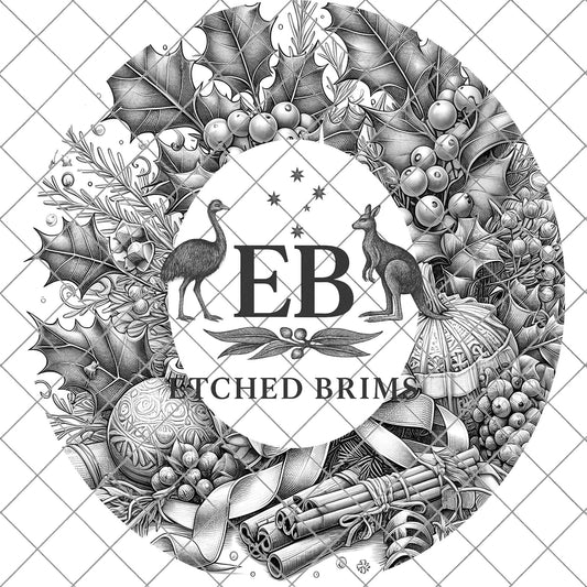 Christmas Holly & Berries, Hat Burning Design, Festive Digital Download PNG, Hat Burning Template, Wide Brim Hat Design, Hat Stencil, EB668