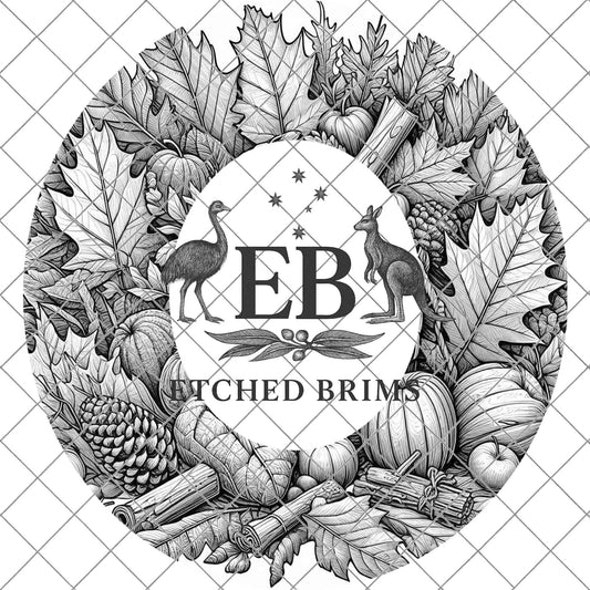 Fall Autumn Leaves, Laser Engraving Hat Design, Wide Brim Hat Template, Hat Burning PNG Pattern, Hat Burning Stencil, EB777