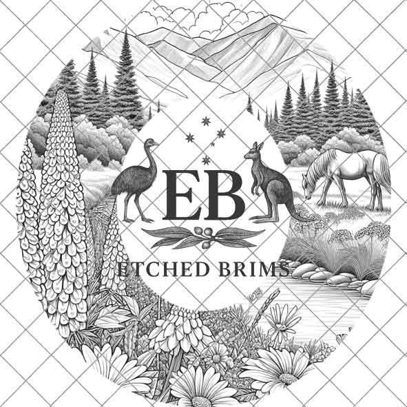 Horse & Wildflowers 8, Mountain Design, Laser Hat Burning Design, Digital Download PNG, Hat Burning Template, Wide Brim Hat File, EB366