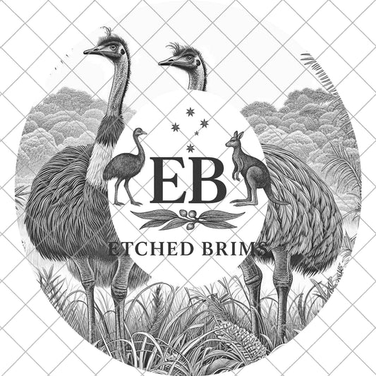 Emu and Ostrich Hat Burning Design, Laser Engraving File for Wide Briim Fedora Hat. EB965