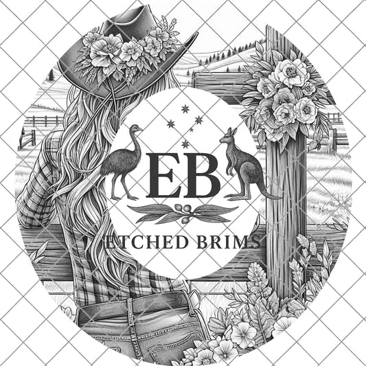 Cowgirl Cross Hat Burning Design, Western Laser Engraving Template for Wide Brim Fedora Hats, EB709