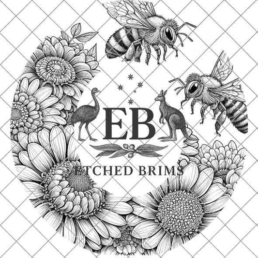 Flowers & Bees 1 Hat File, Laser Hat Burning Design, Digital Download PNG, Hat Burning Template, Hat Laser Engraving Design Hat File EB58