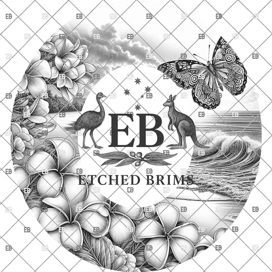 Butterfly and Frangipanis, Hat Burning Design, Ocean Digital Download PNG, Hat Burning Template, Hat Laser Engraving Stencil, EB1188