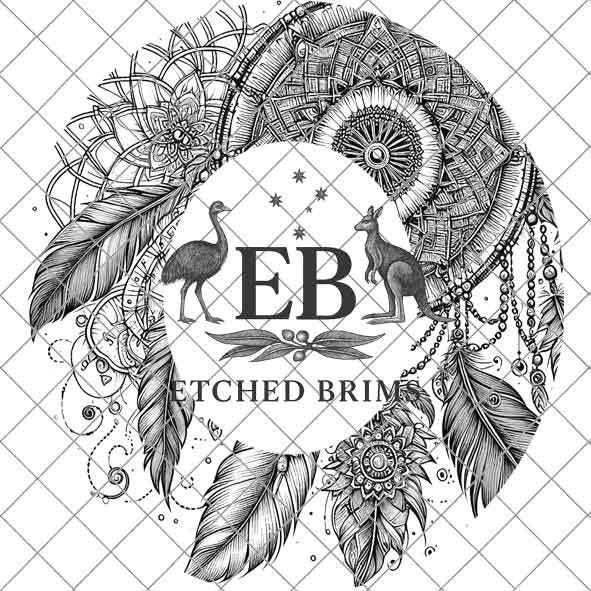 Night Whisper Dreamcatcher, boho feather laser engraved hat design digital download perfect for western, & festival,style hat projects. EB21