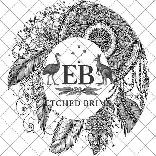 Night Whisper Dreamcatcher, boho feather laser engraved hat design digital download perfect for western, & festival,style hat projects. EB21