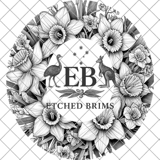 Daffodil Flowers 4, Hat Burning Design, Digital Download PDF & PDF Hand Burning, Wide Brim Hat, Printable Hat Stencil, EB616