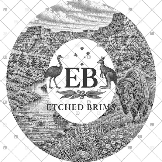 Badlands Buffalo, Hat Burning Design, Western Scenery, Hat Burning Templates, Laser Engraving Design, Hat Burning Stencils, EB1260