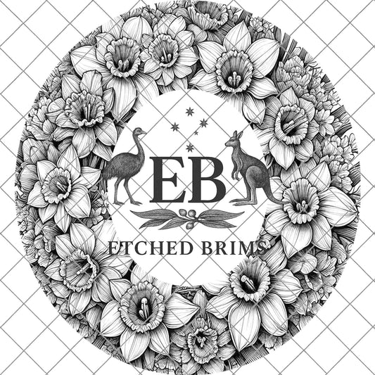 Daffodil Flowers 2, Hat Burning Design, Digital Download PDF & PDF Hand Burning, Wide Brim Hat, Printable Hat Stencil, EB614