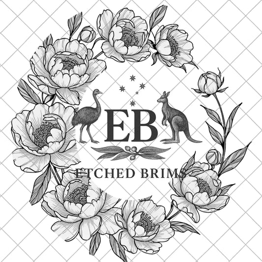 Peonies Flowers, Hat Burning Design, Laser Engraving Template (Digital Download), EB1088