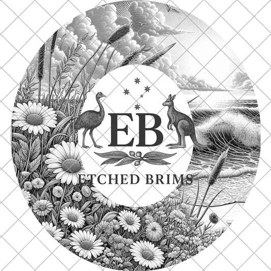 Wildflower Beach Hat Engraving Template | Coastal Laser Burning File | Nature Hat Design, EB1079