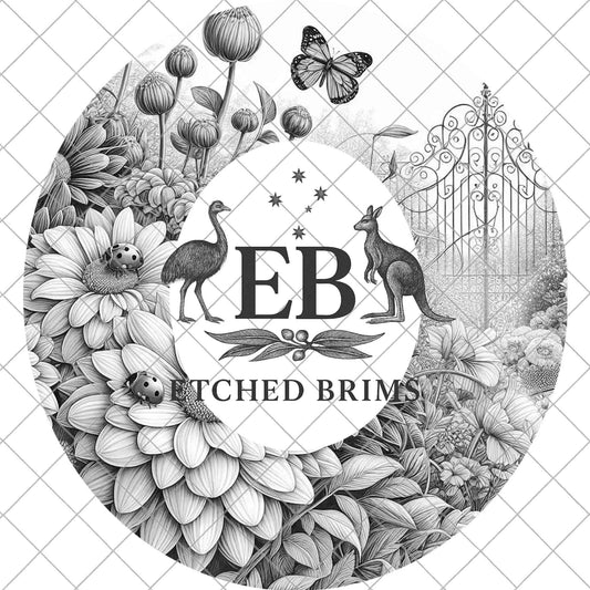 Ladybird Wide Brim Hat Burning Design, Garden Flowers, Laser Template, Digital Download PNG, EB1006