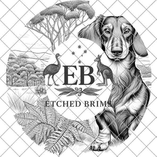 Dachshund Dog Hat Engraving Template – PNG for Laser Brim Burning, Farm Dog Outline, Western Hat Design, Digital File for Burning – EB384