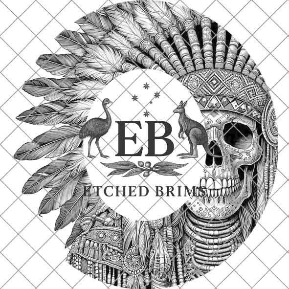 Indian Skull & Feathers 4, Laser Hat Burning Design, Digital Download PNG, Hat Burning Template, Hat Laser Engraving Design, Hat File EB157