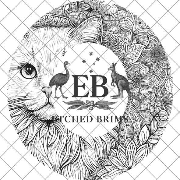 Boho Cat Mandala, Laser Hat Burning Design, Digital Download PNG, Hat Burning Template, Hat Laser Engraving Design, Wide Brim Hat File EB09