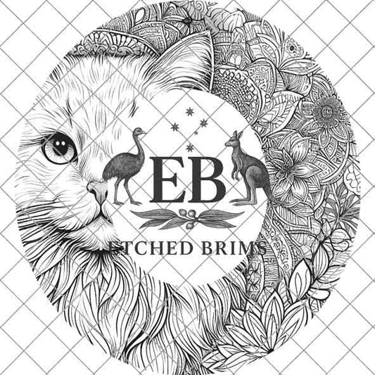 Boho Cat Mandala, Laser Hat Burning Design, Digital Download PNG, Hat Burning Template, Hat Laser Engraving Design, Wide Brim Hat File EB09