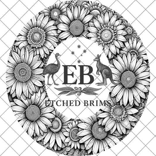 Daisy Daisies Flowers 1, Hat Burning Design, Digital Download PDF & PDF Hand Burning, Wide Brim Hat, Printable Hat Template, EB612