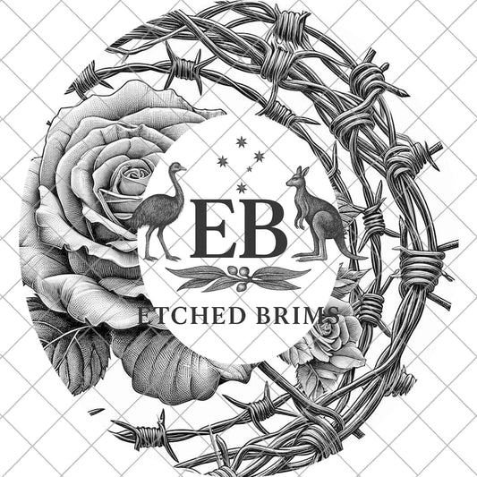 Barb Wire Rose, Hat Laser Engraving Design, Western Hat Burning Template (Digital Download PNG), EB1101