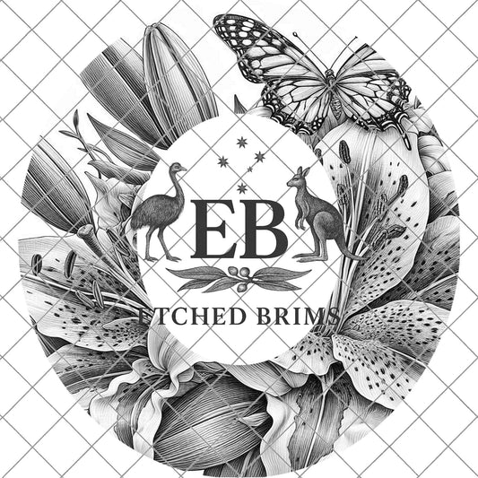 Stargazer Lillies and Butterfly, Laser Hat Engraving, Digital Download PNG, PDF, Cowboy Hat Design, EB1110
