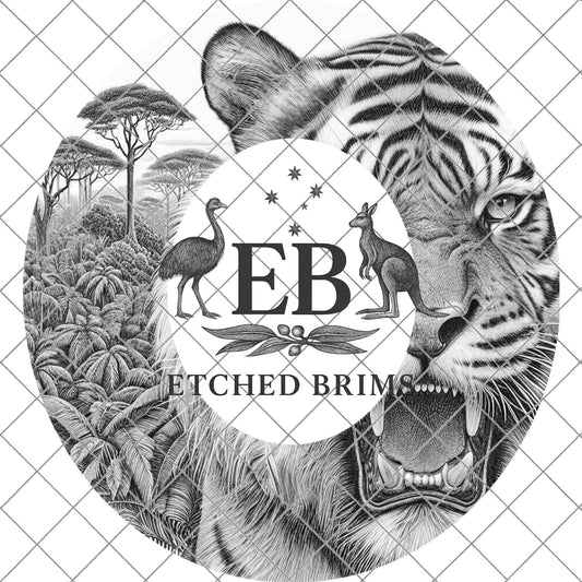 Roaring Tiger, Hat Burning Design, Hat Engraving Template, Wide Brim Burned Hat, PNG Laser Design, EB790