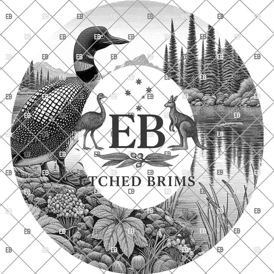 Loon Bird, Hat Burning Design, Wildlife Lake Scene, Hat Stencil, Hat Laser Engraving Design, Bird Design, EB1208