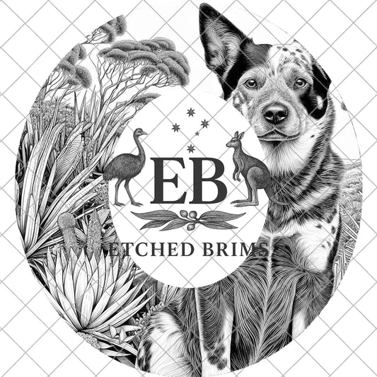 Blue Heeler Dog, Hat Engraving Design, PNG for Laser Engraving, Working Dog File, Western Hat Design, EB1044